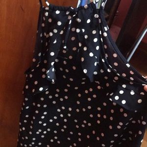 Francesca's Collections Tops - High neck navy and white polka dot blouse Francesca's Collections Tops - High neck navy and white polka dot blouse